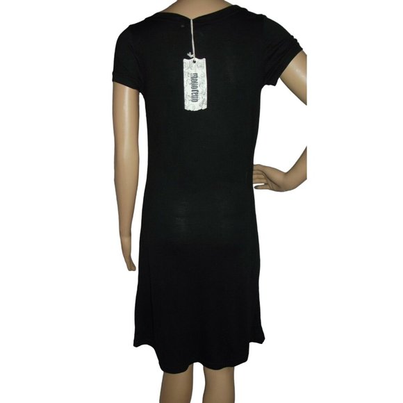 Mono Reno Dress & Sequin Vest Set Small Black Rayon 2-Piece T-Shirt knee scoop - Picture 7 of 12
